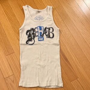 Rehab Band White Ribbed Tank Top